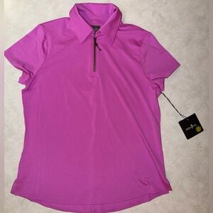 Belyn Key 1/4 Zip Keystone Cap Short Sleeve Golf Polo Fuchsia Women’s Small NWT